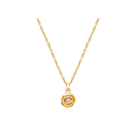 Blushing Rose, Clear CZ Children's Necklace for Girls - 14K Gold