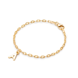 14K Gold Charm Bracelet, Design Your Own Link Chain Bracelet for Teen's (INCLUDES Initial Charm) - 14K Gold