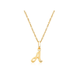 14K Gold Initial with Genuine Diamond, Personalized Children's Necklace for Girls - 14K Gold