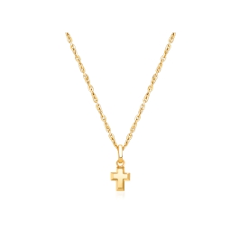 Simple Cross, Teeny Tiny Communion Children's Necklace for Girls - 14K Gold