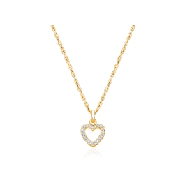 Pure Splendor Heart with Genuine Diamonds, Children's Necklace for Girls - 14K Gold