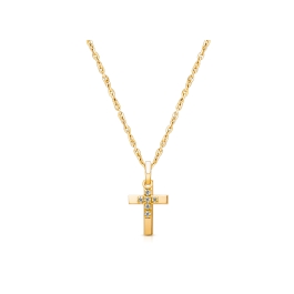 Pure Faith, Cross Duo Children's Necklace for Boys - 14K Gold