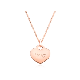 14K Rose Gold Baby Heart, Engraved Children's Necklace for Girls (FREE Personalization) - 14K Rose Gold