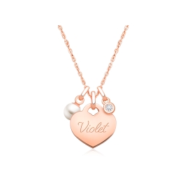 14K Rose Gold Baby Heart "Design Your Own" Teen's Necklace for Girls (Optional Charms & FREE Engraving) - 14K Rose Gold