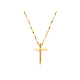 Rounded Cross, Teen's Necklace for Girls - 14K Gold