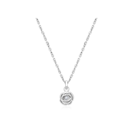 Blushing Rose, Clear CZ Teen's Necklace for Girls - 14K White Gold