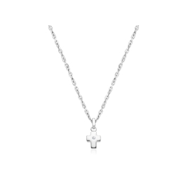 Forever in Faith Cross with Genuine Diamond, Children's Necklace for Girls - 14K White Gold