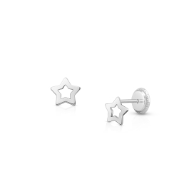 Wish Upon a Star, Baby/Children's Earrings, Screw Back - 14K White Gold