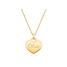 14K Gold Baby Heart, Engraved Teen's Necklace for Girls (FREE Personalization) - 14K Gold