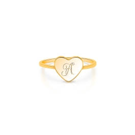 Heart Signet, Size 5, Engraved Children's Ring for Girls (FREE Personalization) - 14K Gold
