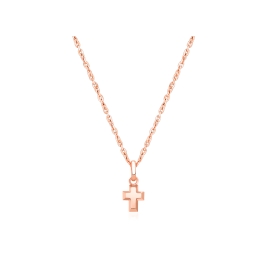 Simple Cross, Teeny Tiny Communion Children's Necklace for Girls - 14K Rose Gold