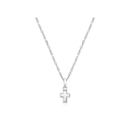 Simple Cross, Teeny Tiny Children's Necklace for Girls - 14K White Gold