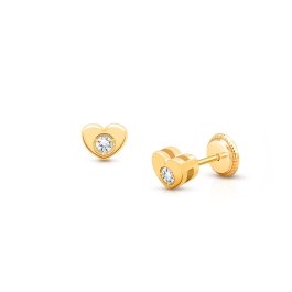 Divine Love, Genuine Diamond Studs, Baby/Children's Earrings, Screw Back - 14K Gold