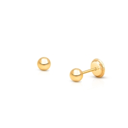 3mm Classic Round Studs, Baby/Children's Earrings, Screw Back - 14K Gold