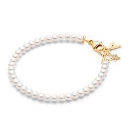3mm Cultured Pearls, Baby/Children's Beaded Bracelet for Girls - 14K Gold