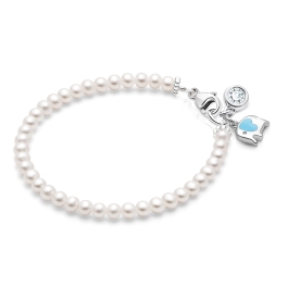 3mm Cultured Pearls, Baby/Children's Beaded Bracelet for Girls - Sterling Silver