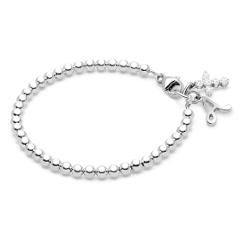 3mm BabyLumina Beads, Christening/Baptism Baby/Children's Beaded Bracelet for Boys - Sterling Silver