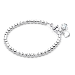 3mm BabyLumina Beads, Baby/Children's Beaded Bracelet for Girls - Sterling Silver