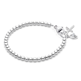 3mm BabyLumina Beads, Christening/Baptism Baby/Children's Beaded Bracelet for Girls - Sterling Silver
