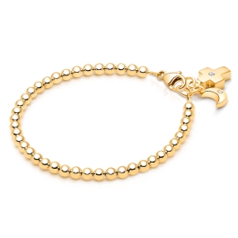 3mm BabyLumina Beads, Christening/Baptism Baby/Children's Beaded Bracelet for Boys - 14K Gold