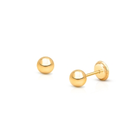 4mm Classic Round Studs, Baby/Children's Earrings, Screw Back - 14K Gold