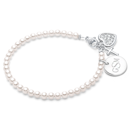 4mm Cultured Pearls, Mother's Beaded Bracelet for Women - Sterling Silver