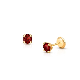 January Birthstone Studs, 4mm Swarovski® Crystal Baby/Children's Earrings, Screw Back - 14K Gold