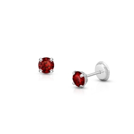 January Birthstone Studs, 4mm Swarovski® Crystal Baby/Children's Earrings, Screw Back - 14K White Gold