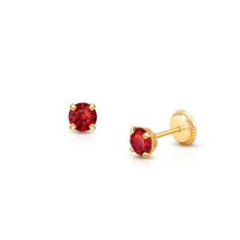 July Birthstone Studs, 4mm Swarovski® Crystal Baby/Children's Earrings, Screw Back - 14K Gold