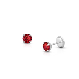 July Birthstone Studs, 4mm Swarovski® Crystal Baby/Children's Earrings, Screw Back - 14K White Gold