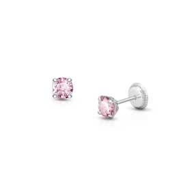 June Birthstone Studs, 4mm Swarovski® Crystal Teen's Earrings, Screw Back - 14K White Gold