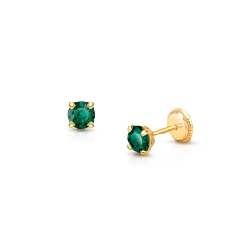 May Birthstone Studs, 4mm Swarovski® Crystal Baby/Children's Earrings, Screw Back - 14K Gold