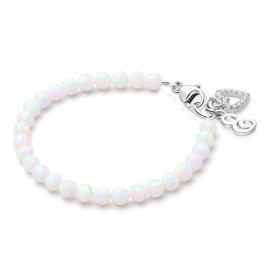 4mm Opals, Lab Created White Opal Teen's Beaded Bracelet for Girls - Sterling Silver