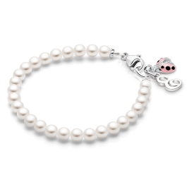 4mm Cultured Pearls, Baby/Children's Beaded Bracelet for Girls - Sterling Silver