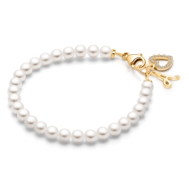 4mm Cultured Pearls, Baby/Children's Beaded Bracelet for Girls - 14K Gold