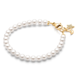 4mm Cultured Pearls, Teen's Beaded Bracelet for Girls - 14K Gold