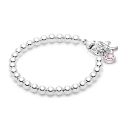 4mm BabyLumina Beads, Baby/Children's Beaded Bracelet for Girls - Sterling Silver