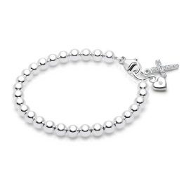 4mm BabyLumina Beads, Communion Beaded Bracelet for Boys - Sterling Silver
