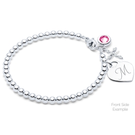 4mm BabyLumina Beads, Mother's Beaded Bracelet for Women - Sterling Silver