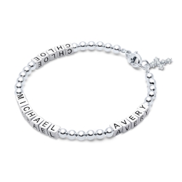 4mm BabyLumina Beads, Mother's Bracelet for Women (Personalize with Up To 3 Children's Names) - Sterling Silver