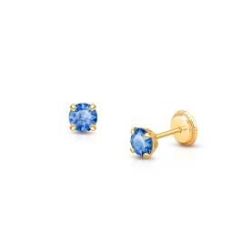 September Birthstone Studs, 4mm Swarovski® Crystal Baby/Children's Earrings, Screw Back - 14K Gold