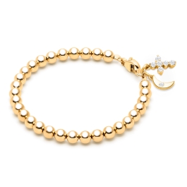 4mm BabyLumina Beads, First Holy Communion Beaded Bracelet for Boys - 14K Gold