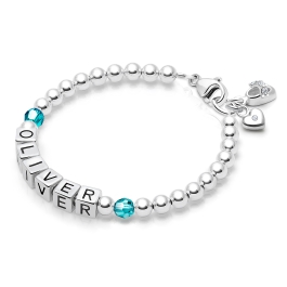 BabyLumina Birthstone, Baby/Children's Name Bracelet for Boys - Sterling Silver