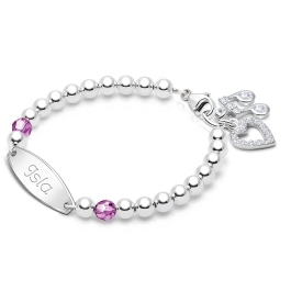 BabyLumina Birthstone, Baby/Children's Engraved Bracelet for Girls - Sterling Silver