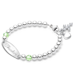BabyLumina Birthstone, Baby/Children's Engraved Bracelet for Boys - Sterling Silver