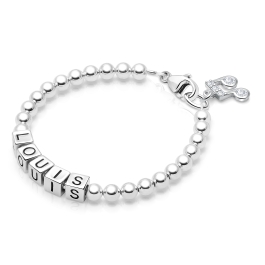 4mm BabyLumina Beads, Baby/Children's Name Bracelet for Boys - Sterling Silver