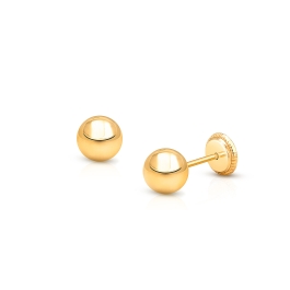 5mm Classic Round Studs, Teen's Earrings, Screw Back - 14K Gold