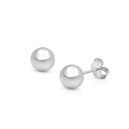 6mm Classic Round Studs, Teen's Earrings, Friction Back - 14K White Gold
