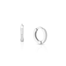 9mm Modern Huggie Hoops, First Holy Communion Children's Earrings - 14K White Gold