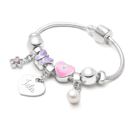Adoré™ 7 Charm Starter Set, Baby/Children's Engraved Charm Bracelet for Girls - Sterling Silver